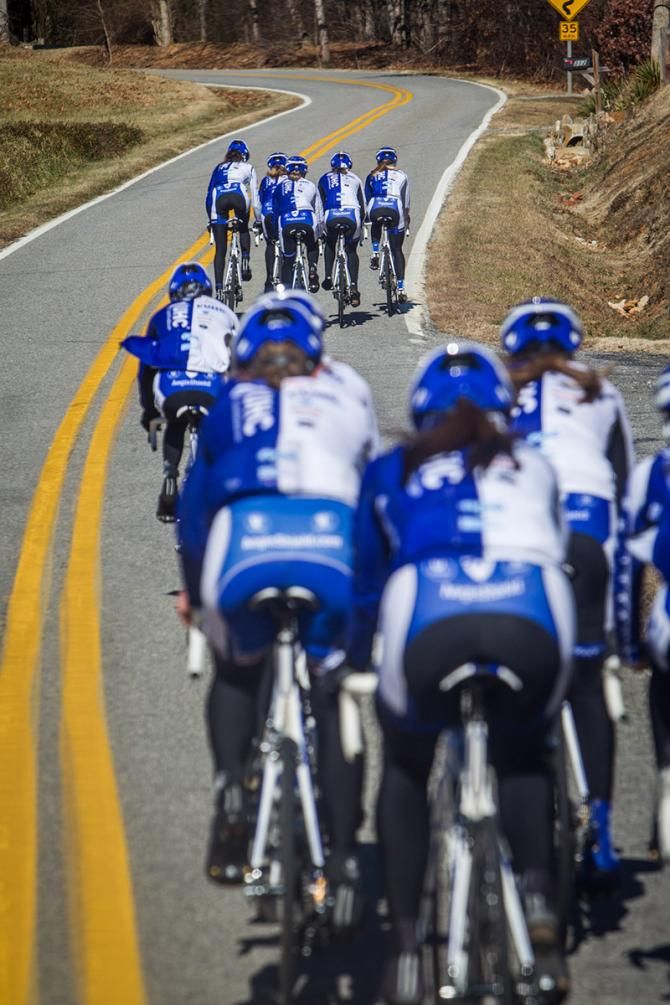 A group splits as the roads get steeper