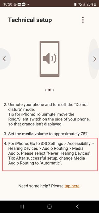 Instructions for iPhone users in Sony CRE-E10 app
