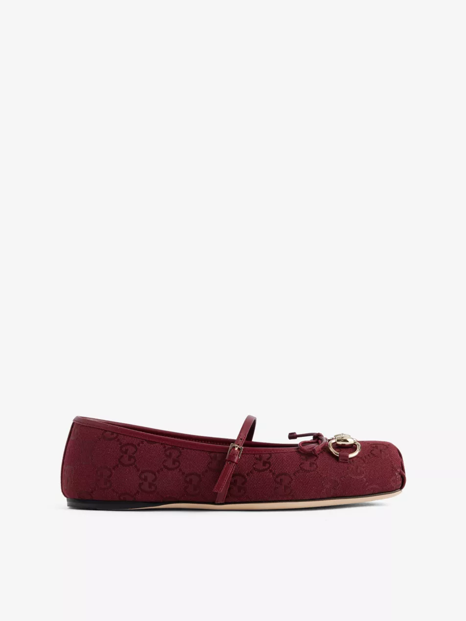 Horsebit Canvas Ballet Flats