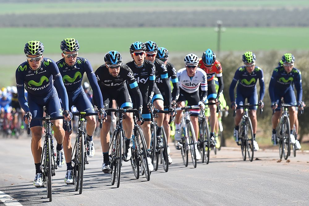 Movistar and Team Sky occupying the head of the peloton