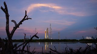 This dawn image of NASA's moon rocket was taken on Thursday (Sept.1) by NASA photographer Joel Kowsky.