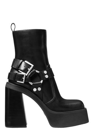 Michael Kors Crosby Moto 125MM Leather Platform Booties