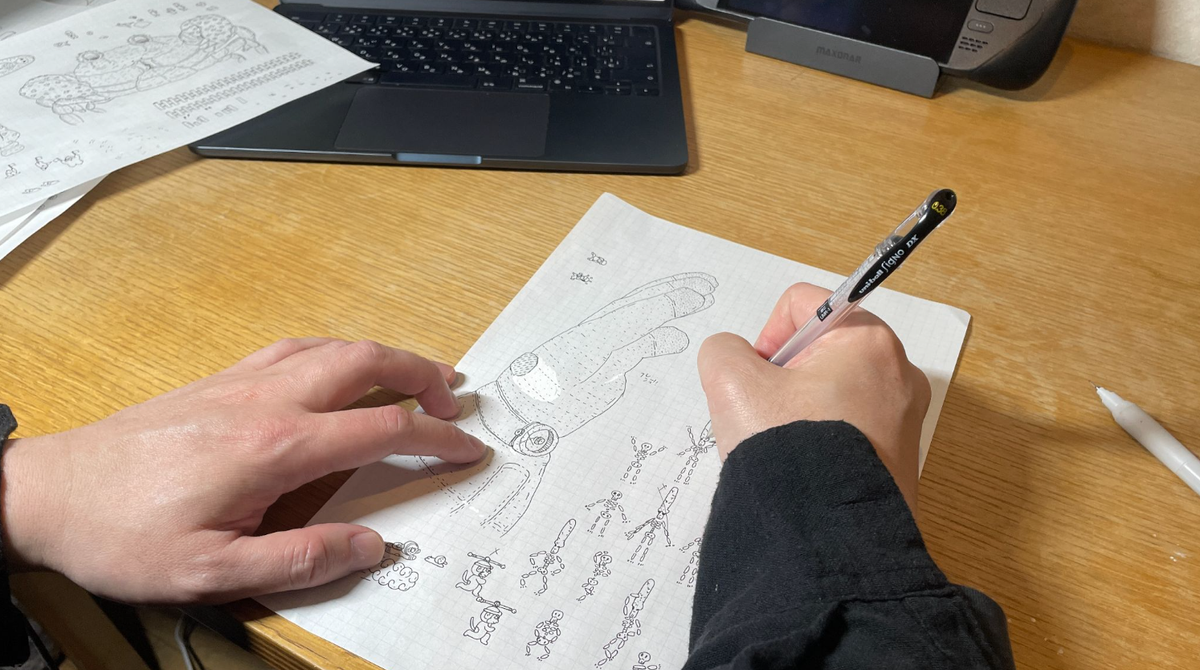 Artwork from hand-drawn indie game Finding Polka