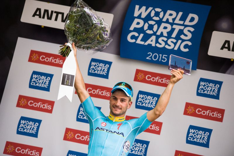 Andrea Guardini (Astana Pro Team) celebrates stage 1 victory