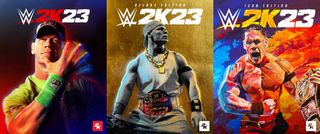 WWE 2K23 Cover Art with John Cena in three iconic poses