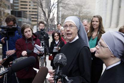 Little Sisters of the Poor speak with reporters in Colorado