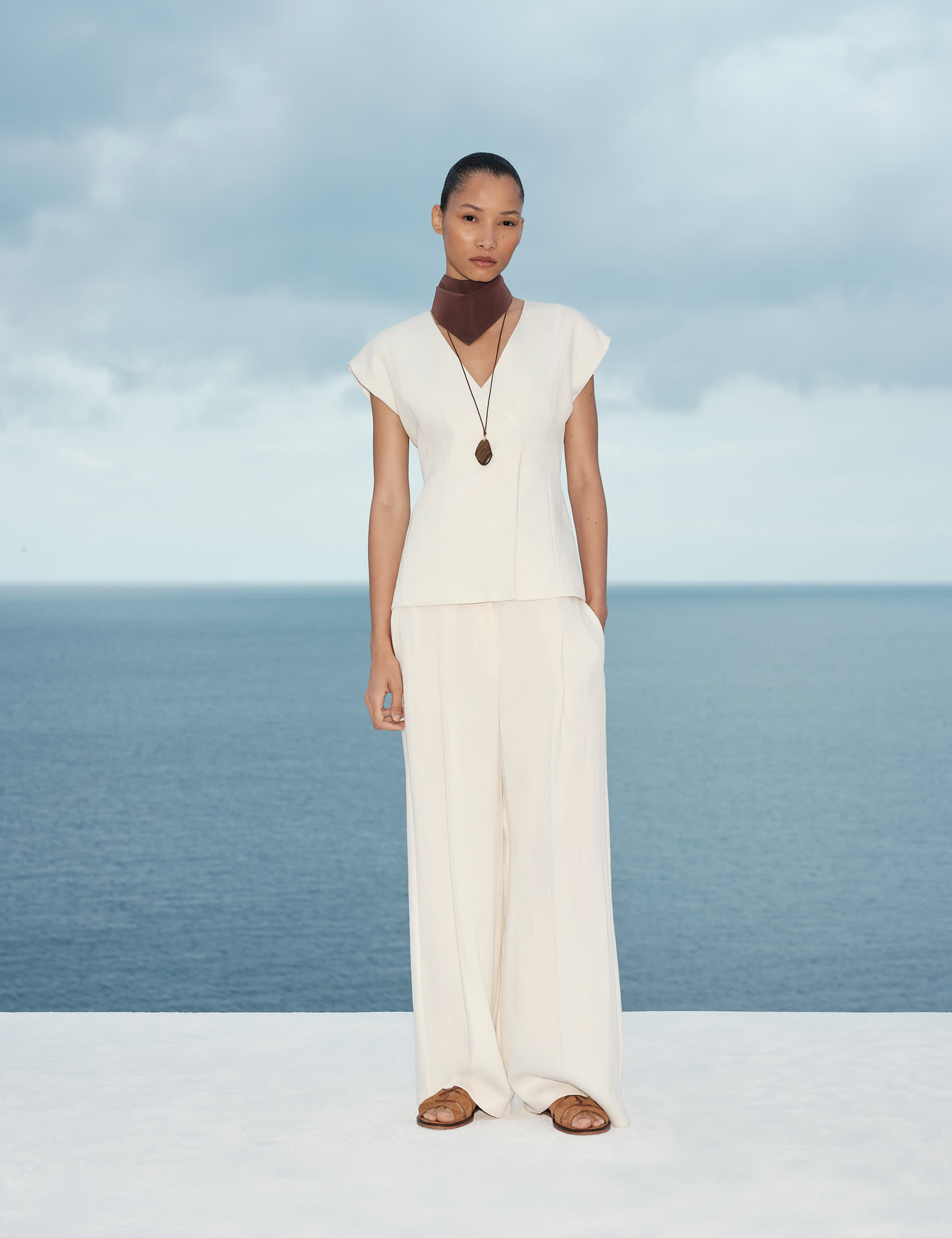 Tie Front Wrap Detail Waistcoat With Linen