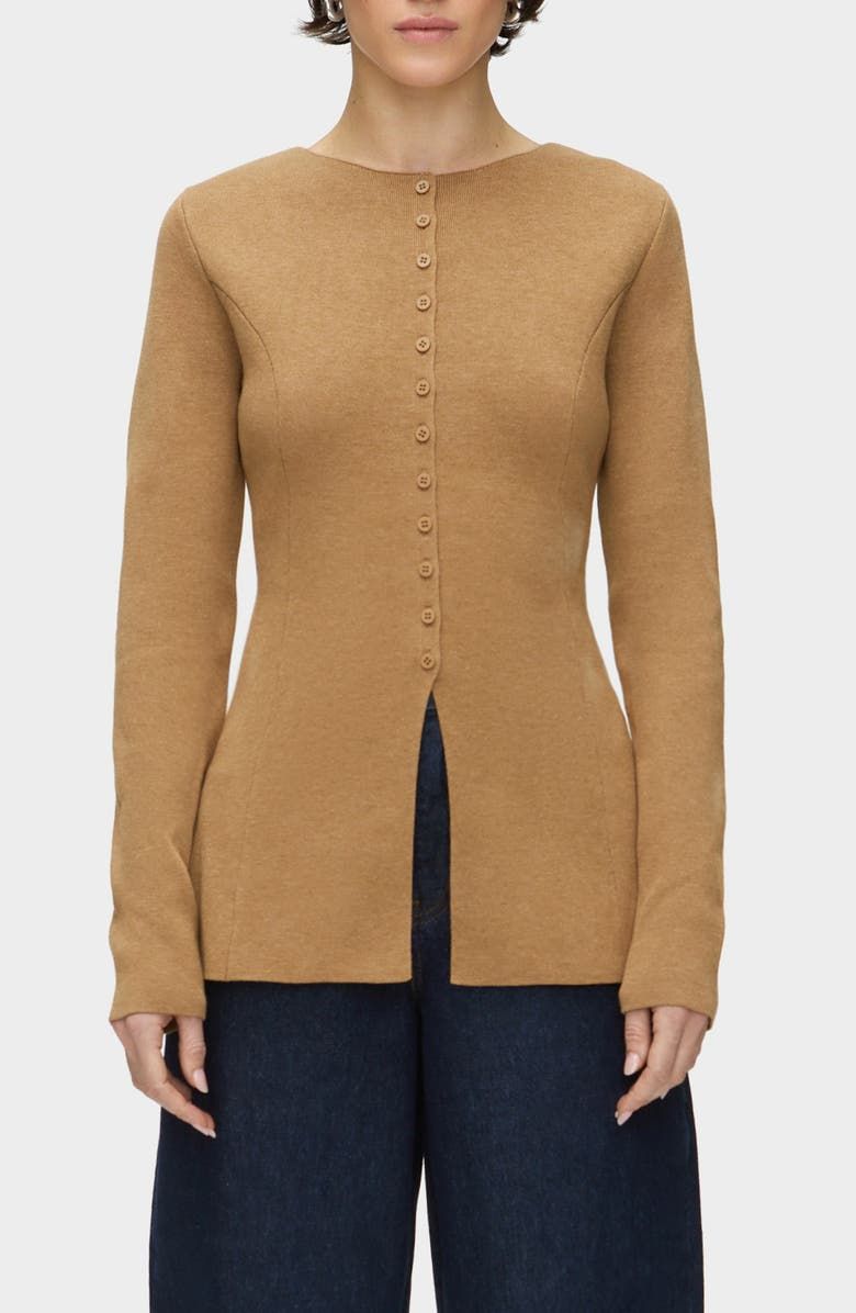 Daphne Split Hem Organic Cotton & Wool Blend Cardigan