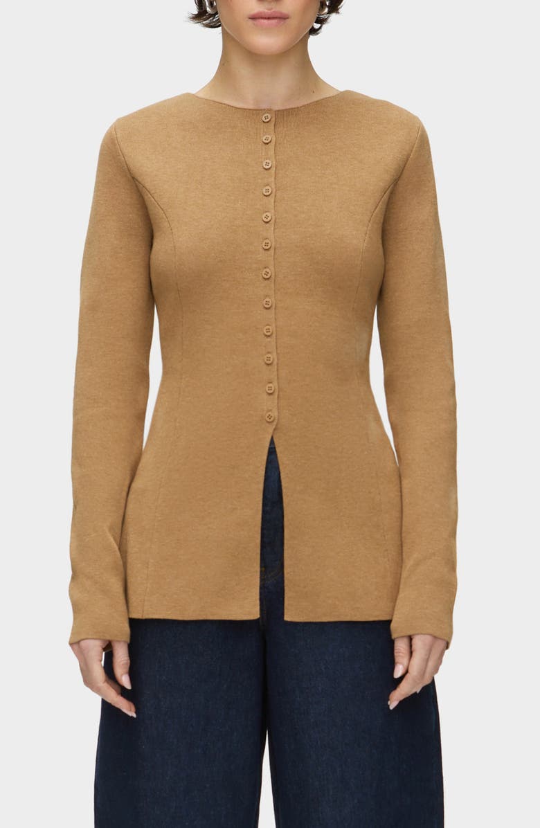 Daphne Split Hem Organic Cotton &amp;amp; Wool Blend Cardigan