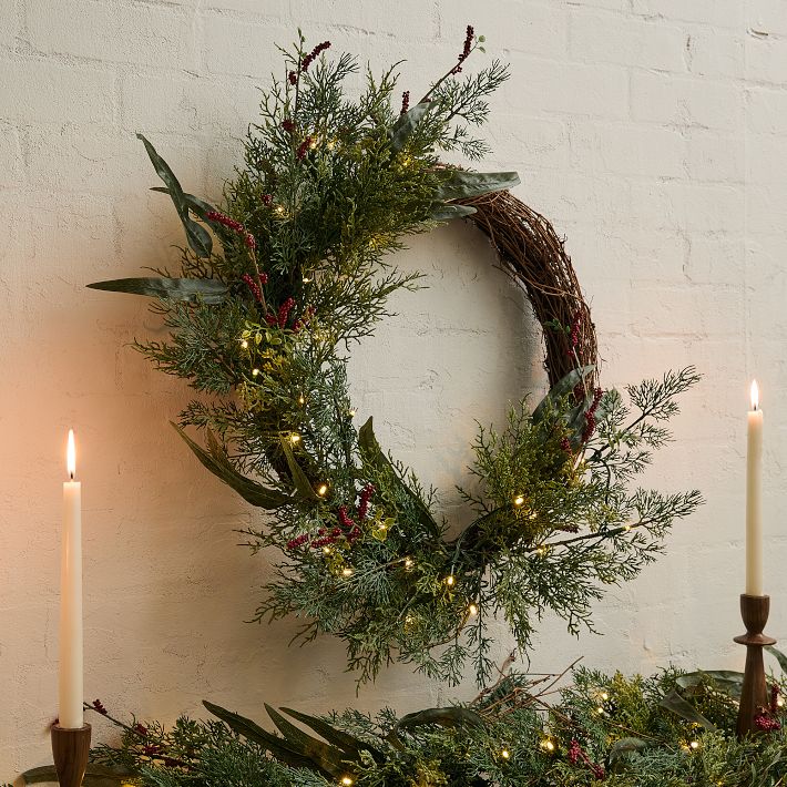 Pre-Lit Faux Mixed Pine &amp;amp; Pepperberry Wreath &amp;amp; Garland