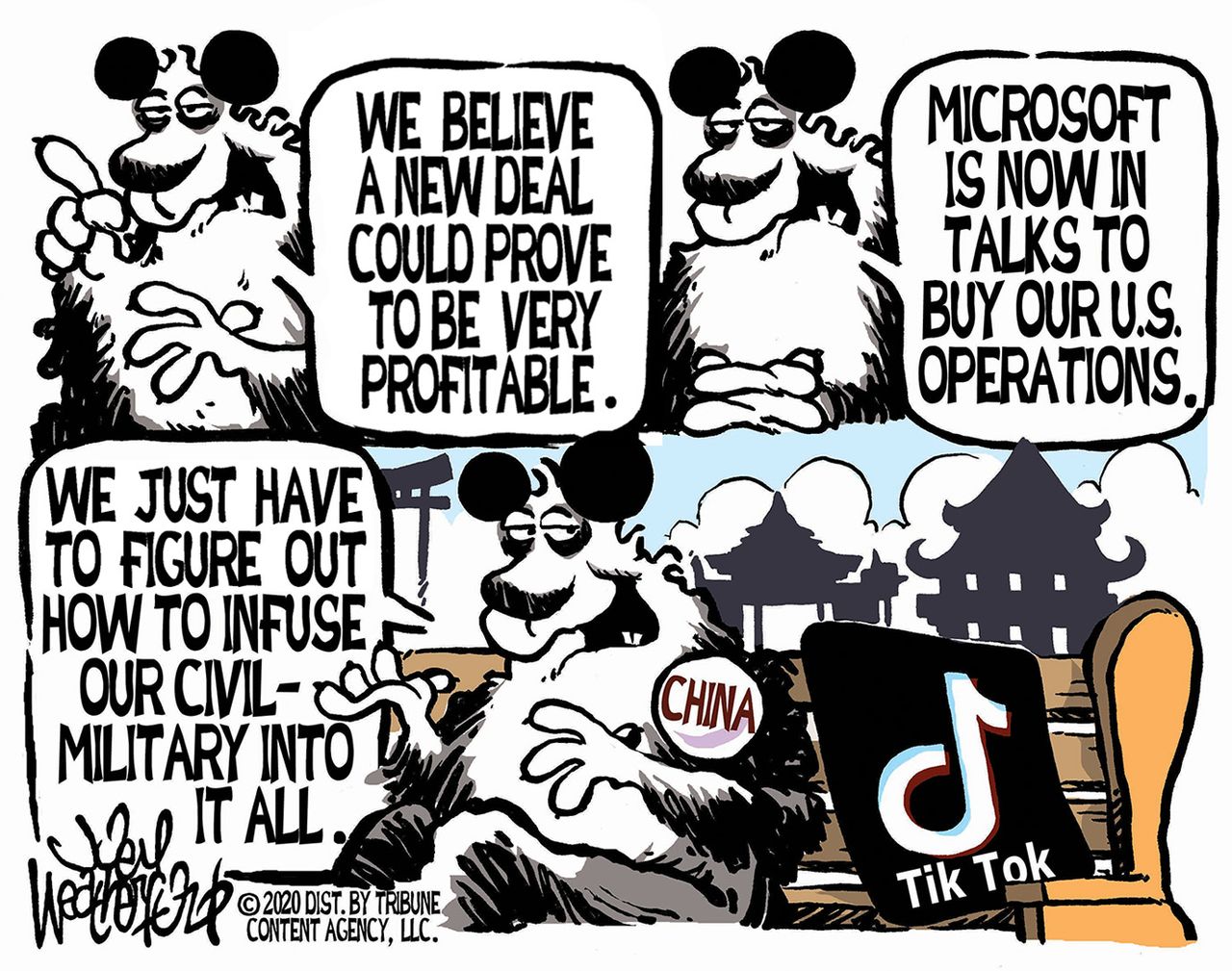 Political Cartoon World TikTok China Tech Surveillance