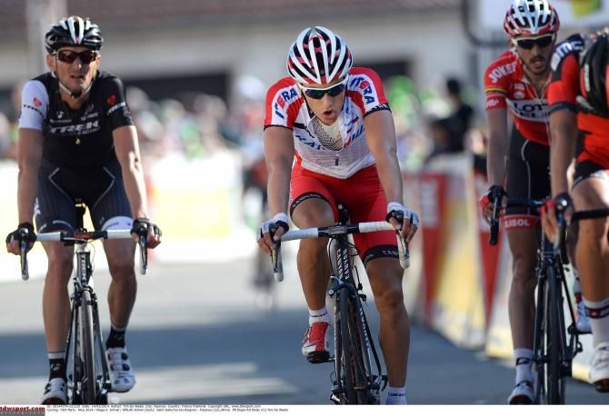 Simon Spilak (Katusha) crosses the finish line.