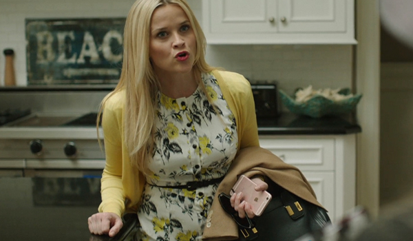 Big Little Lies Madeline yellow floral print Caroline Herrera camel hair jacket Chloe bag