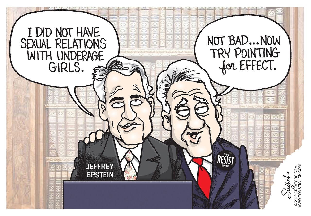 Political Cartoon U.S. Jeffrey Epstein Bill Clinton Underage Girls