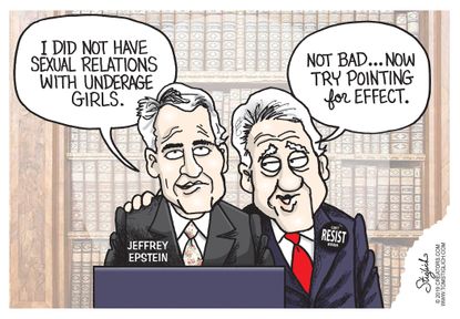 Political Cartoon U.S. Jeffrey Epstein Bill Clinton Underage Girls
