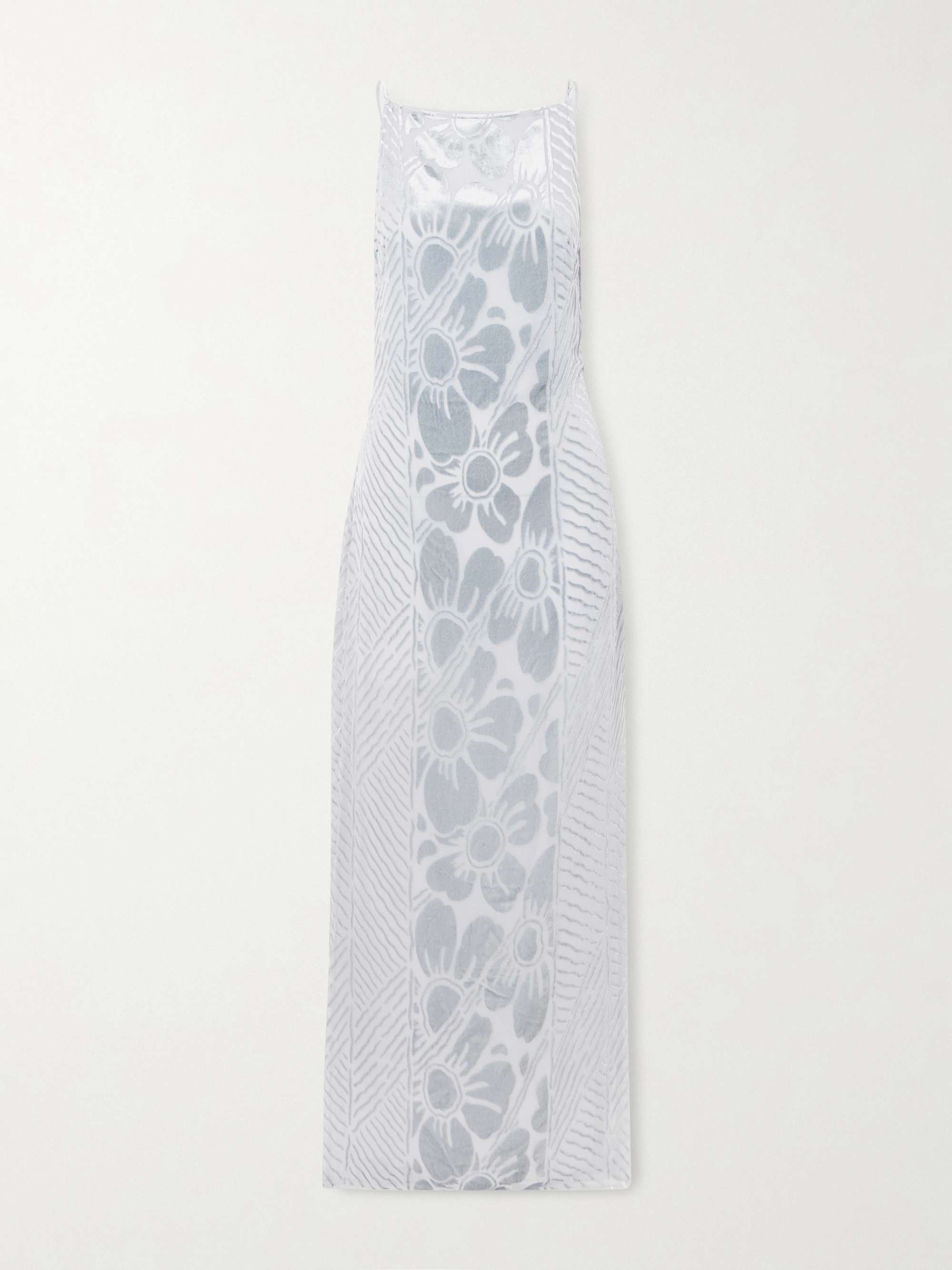 Ventura Open-Back Floral Devor&eacute;-Velvet Gown