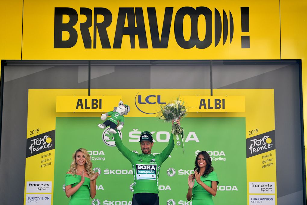 Peter Sagn in green after stage 10 at the Tour de France