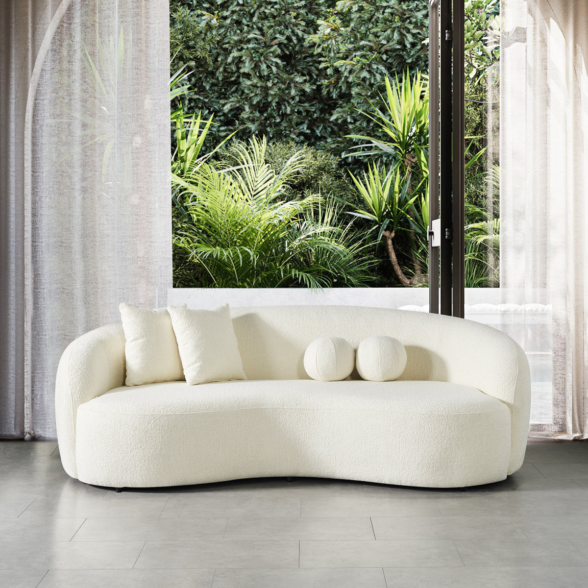 Wade Logan&amp;reg; Annexie 89" Boucle Curved Round Arm Sofa &amp;amp; Reviews | Wayfair