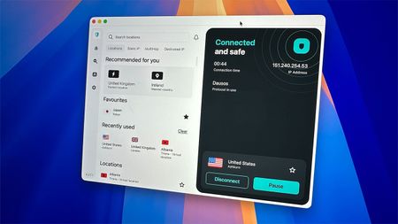 Close up image of Surfshark's Dausos protocol connected on Mac