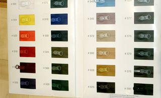 Selection of zipper colours