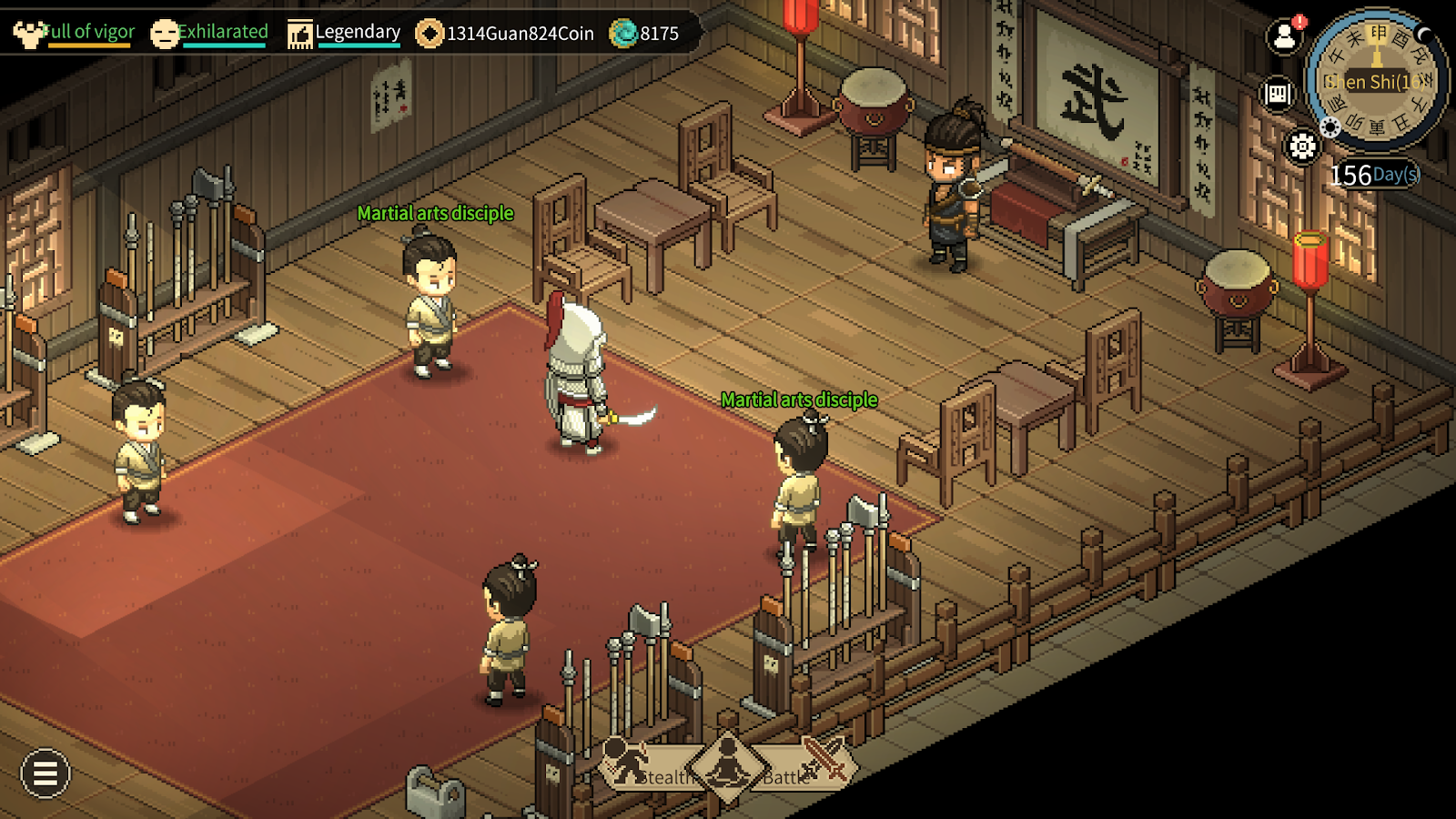 Pixel-art martial artists in tactical RPG Hero's Adventure: Road to Passion