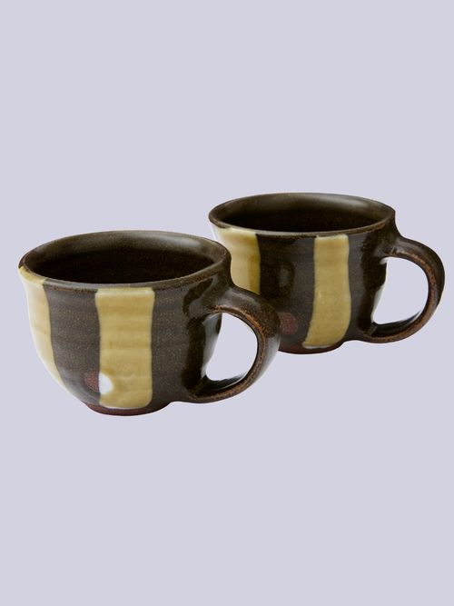 Handmade Striped Espresso Cup - Set of Two