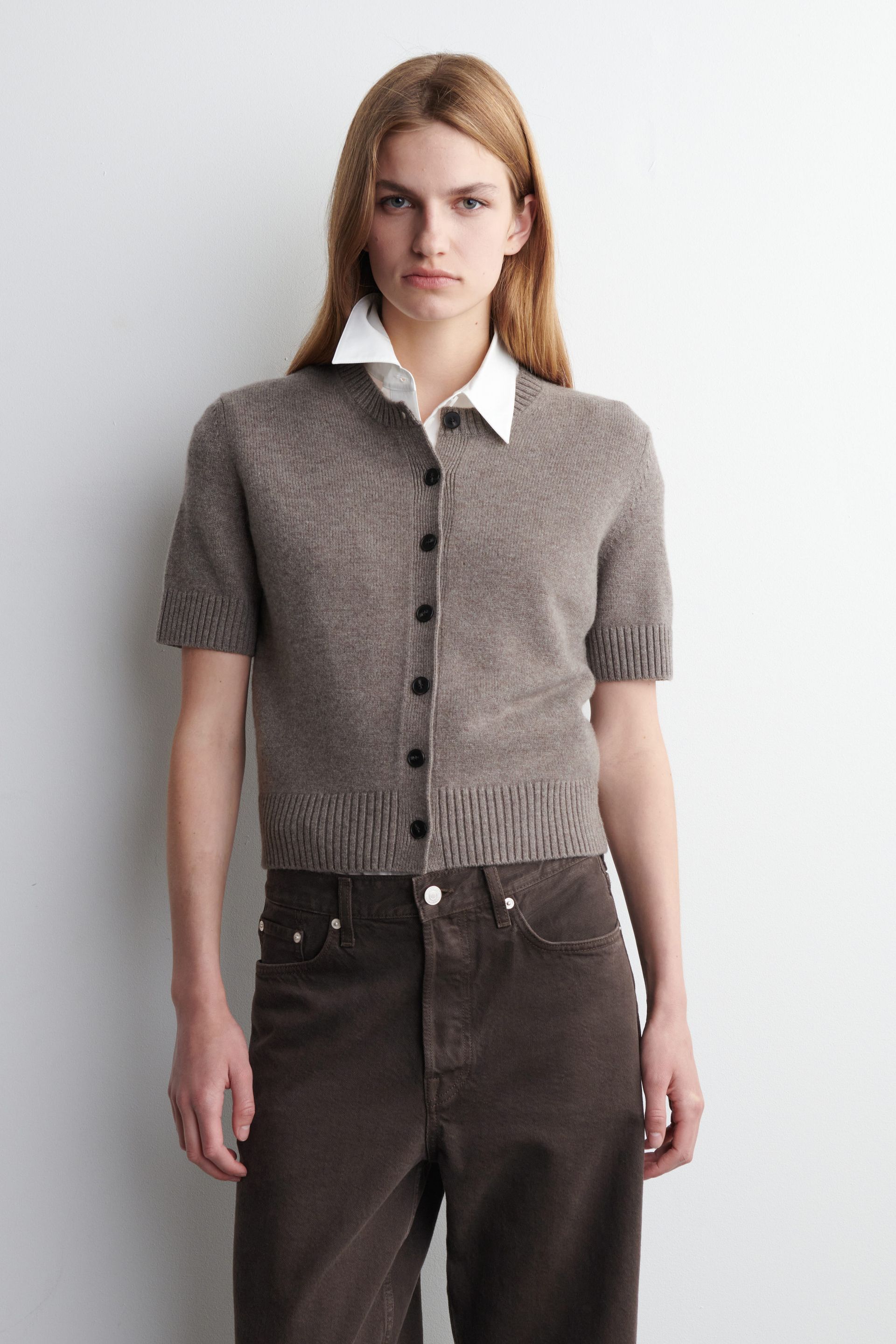 Merino Wool Short-Sleeved Cardigan