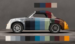 Carice TC2 electric sports car in stripes to show colour options