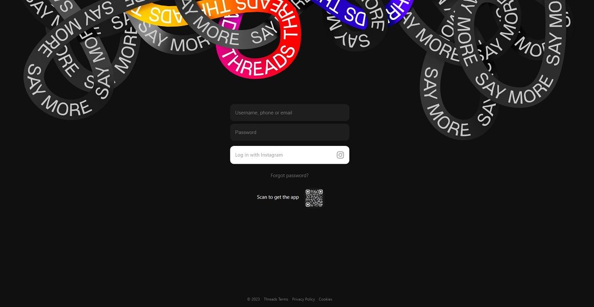 The sign-in page for Threads on the web.