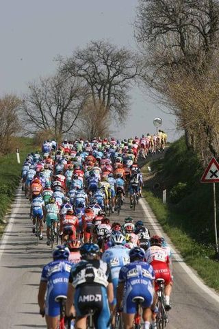 The peloton heads uphill at last year's race