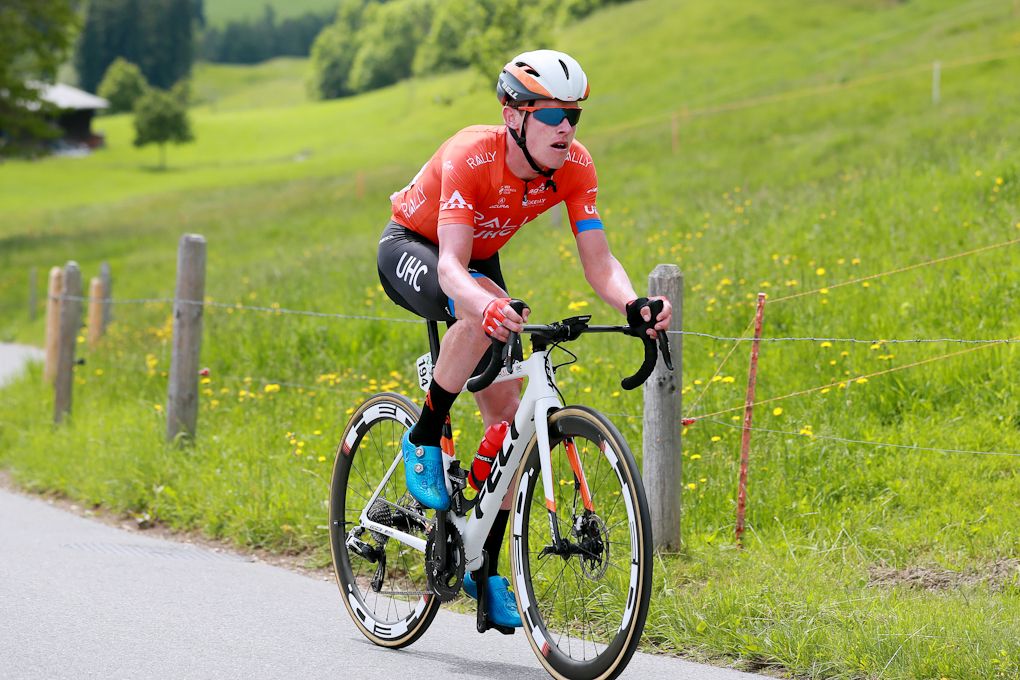 Rally UHC Cycling's Gavin Mannion spent the day in the breakaway hunting KOM points during stage 2 at Tour de Suisse