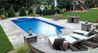 swimming pool in an American backyard