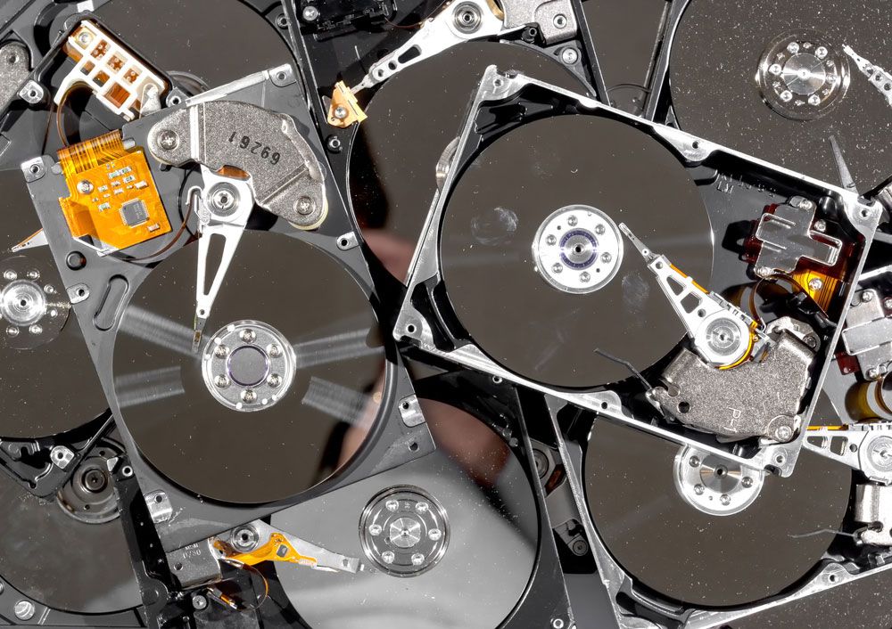 Hard drives being recycled.