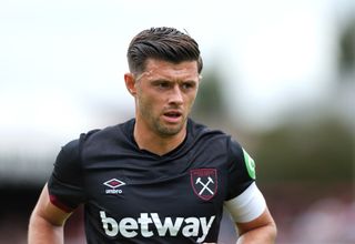 DAGENHAM, ENGLAND - JULY 20: West Ham United's Aaron Cresswell during the Pre-Season Friendly match between Dagenham & Redbridge and West Ham United at Chigwell Construction Stadium on July 20, 2024 in Dagenham, England. (Photo by Rob Newell - CameraSport via Getty Images)