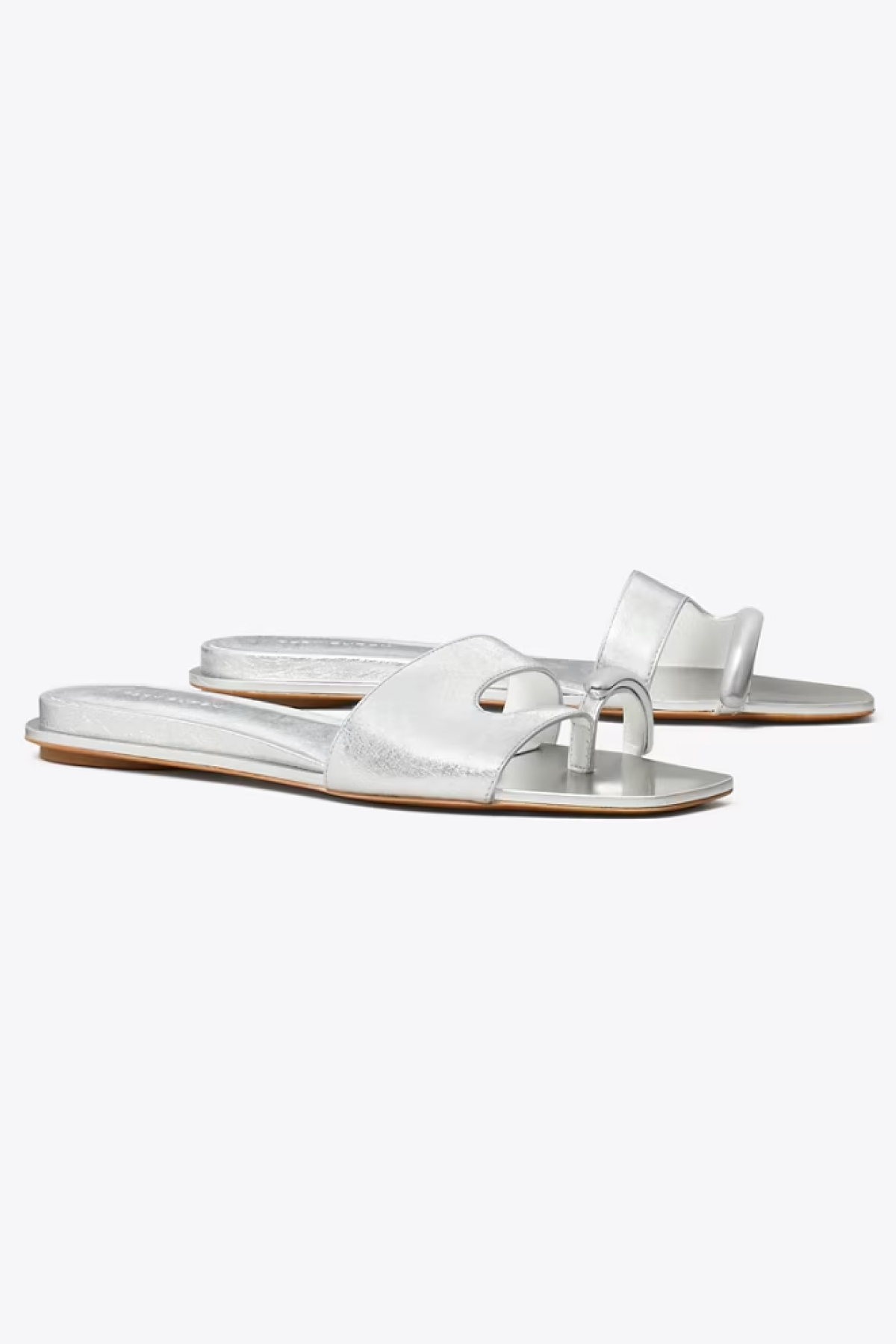 Tory Burch Pierced Slide in Metallic, Size 12