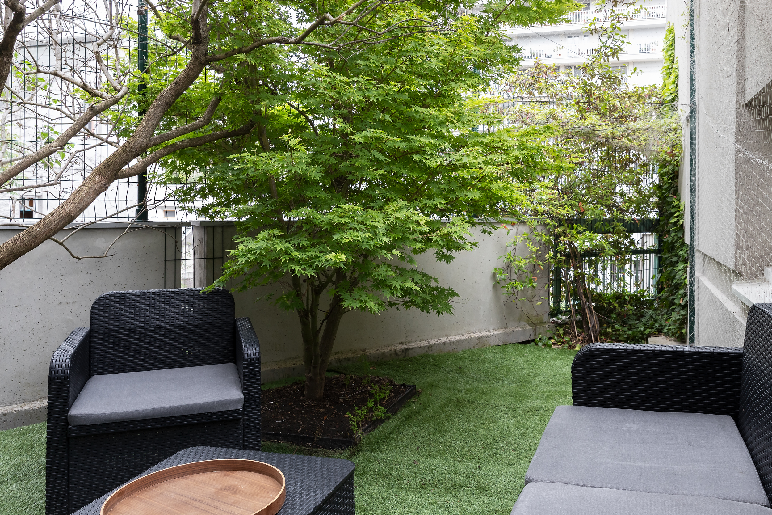 The apartment has its own private triangular terrace
