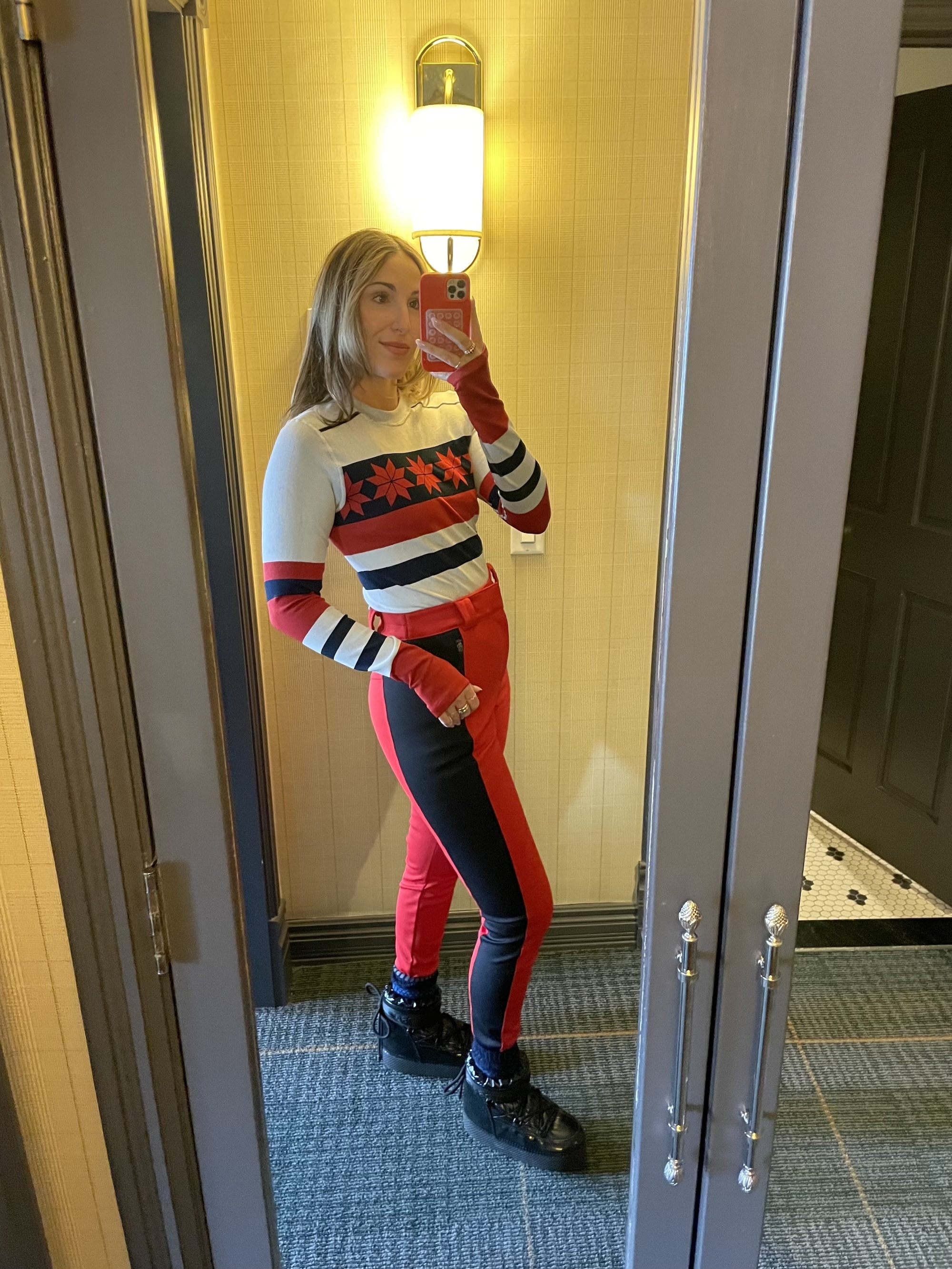 Anna LaPlaca wearing FP Movement ski base layers in Aspen.