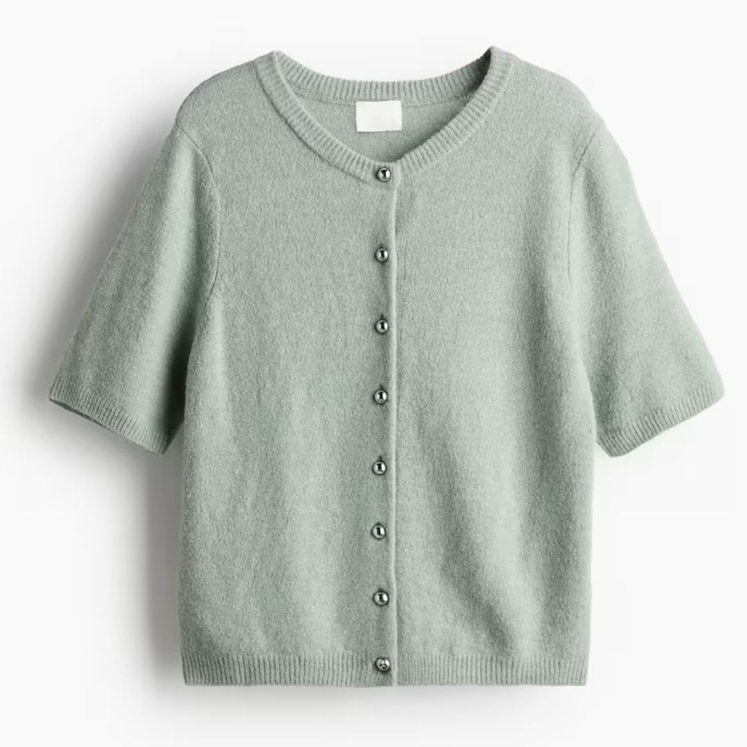 H&M Light Dusty Green Knitted Cardigan