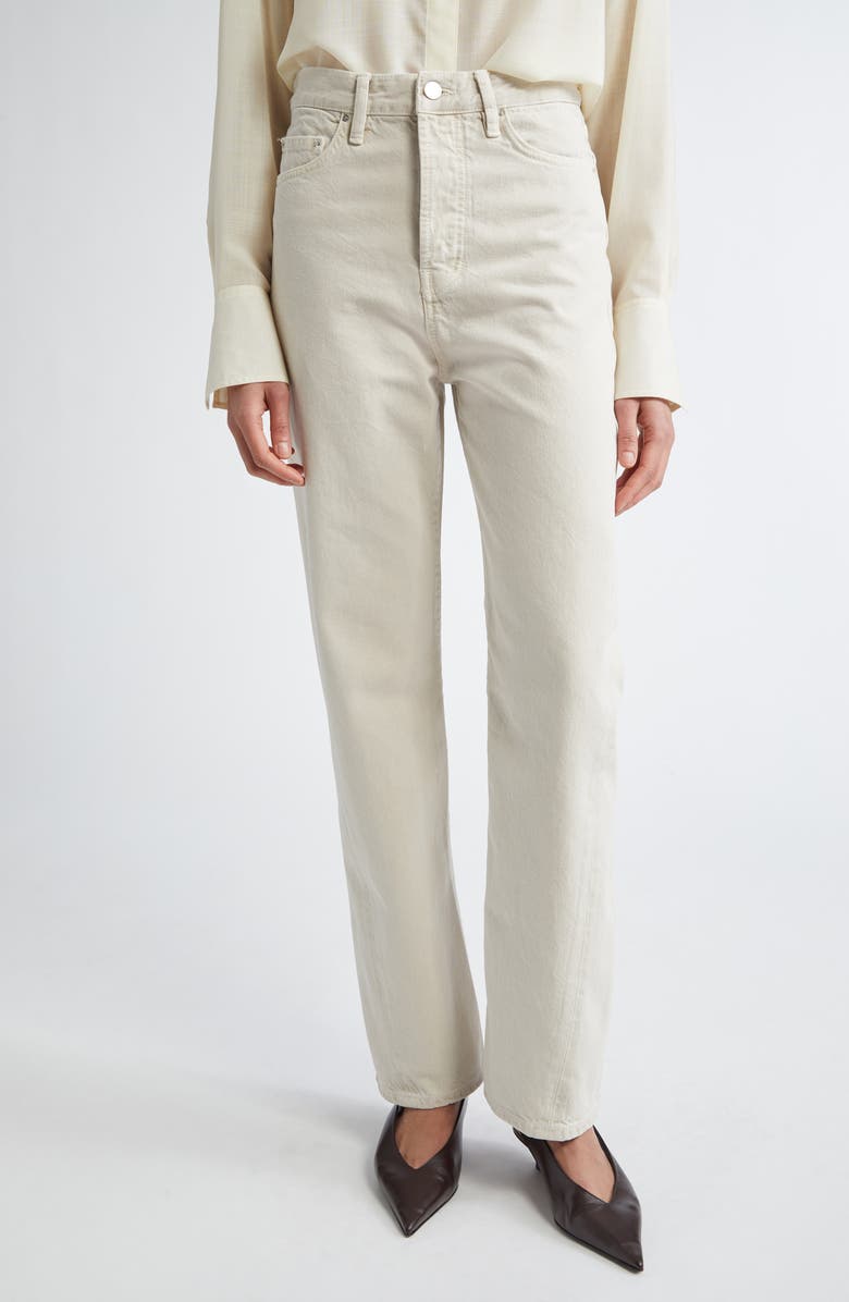 Twisted Seam Denim Straight Leg Jeans
