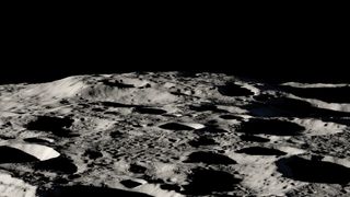 illustration of flat moon mountain surrounded by craters, backdropped by dark sky