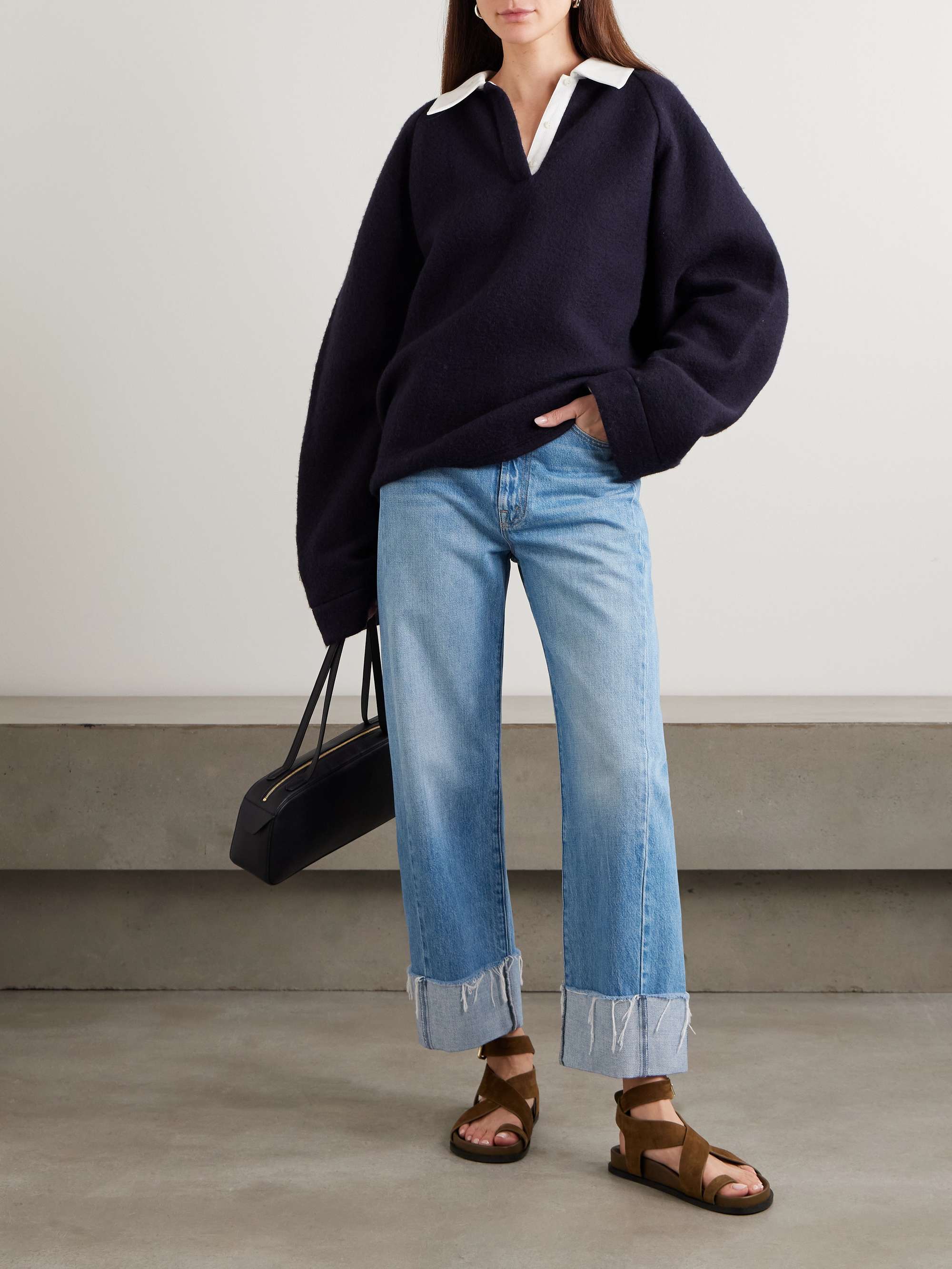The Half Pipe Ankle Cuff Fray High-Rise Wide-Leg Jeans