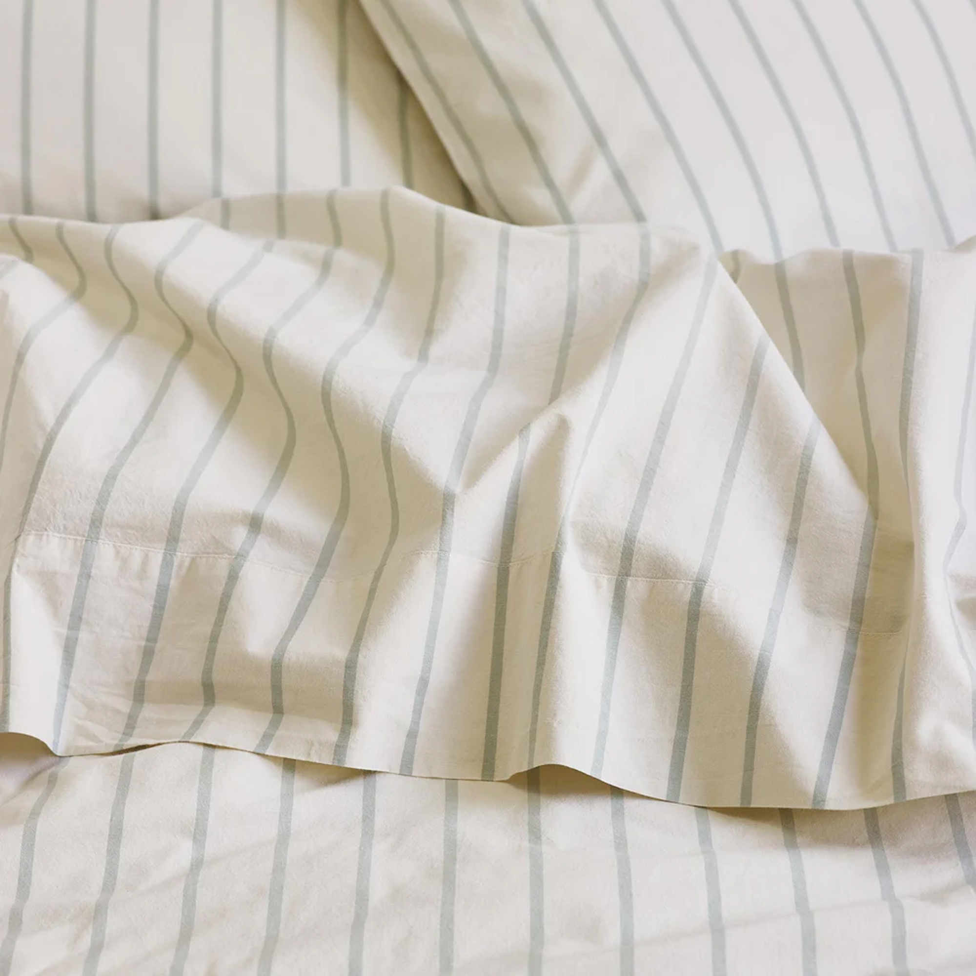 Piglet in Bed, Ivory Kemptown Stripe 100% Linen Flat Sheet