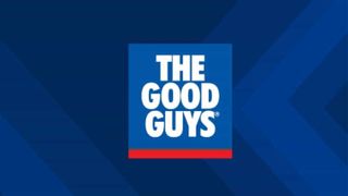 Dark blue background with square in the middle that says The Good Guys