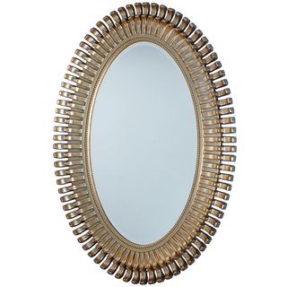 oval golden framed mirror