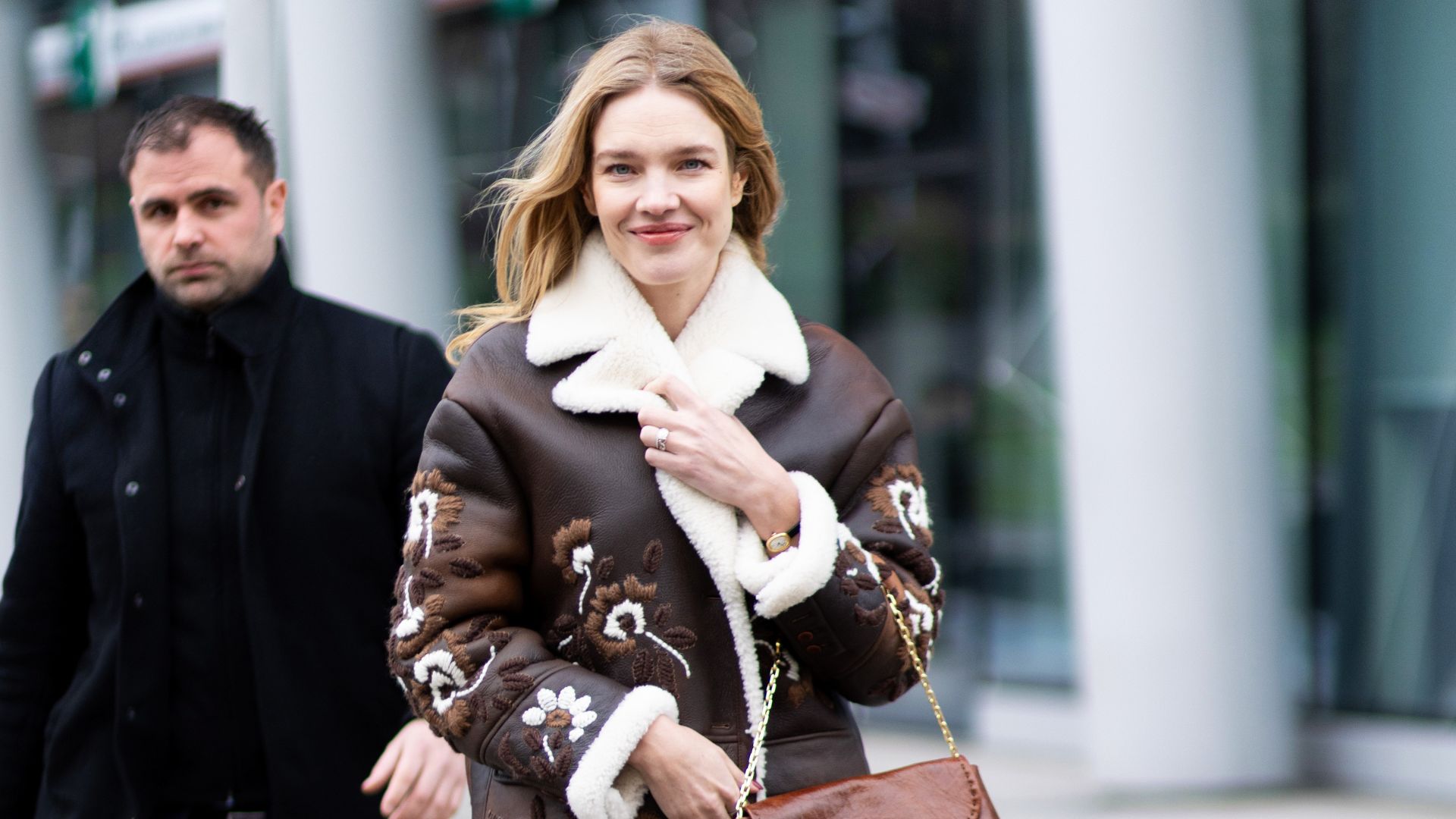 Embroidered jacket on Natalia Vodianova