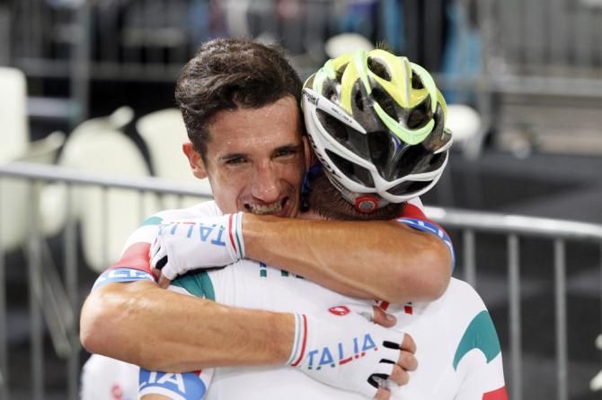 Madison winners Liam Bertazzo and Elia Viviani