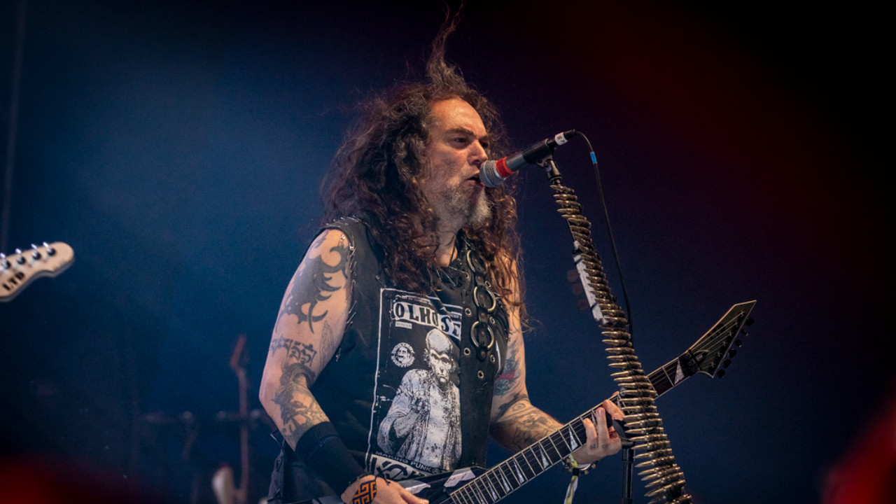 Max Cavalera on stage screaming