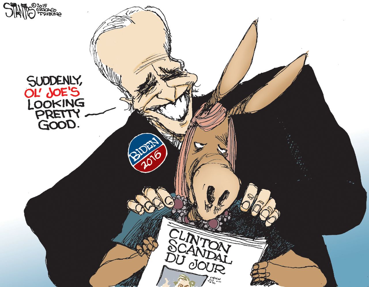 Political cartoon U.S. Democrats Clinton Biden 2016