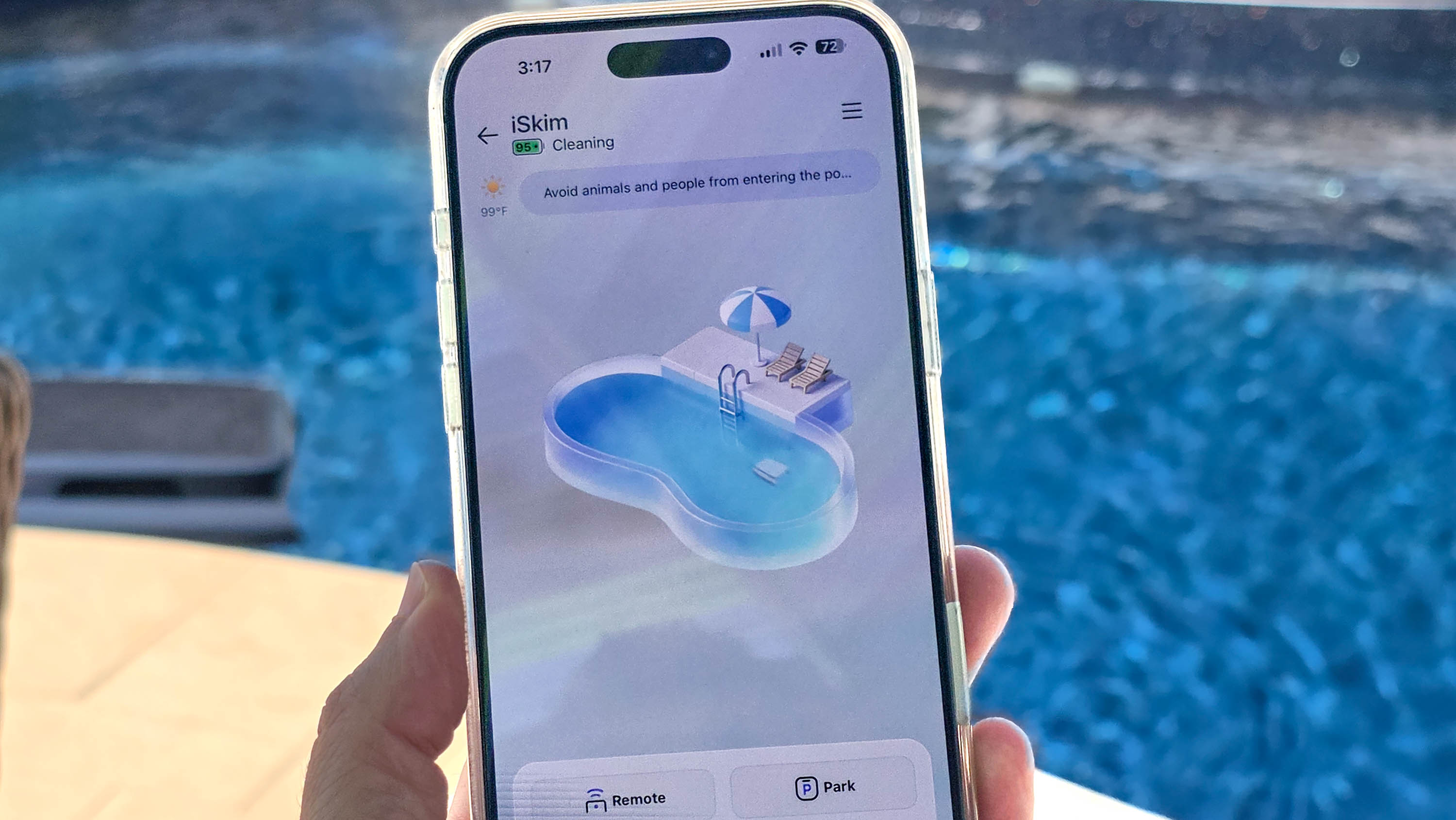 BeatBot iSkim skimmer shown in the pool