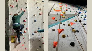Susan Griffin doing indoor climbing at Parthian Climbing Centre